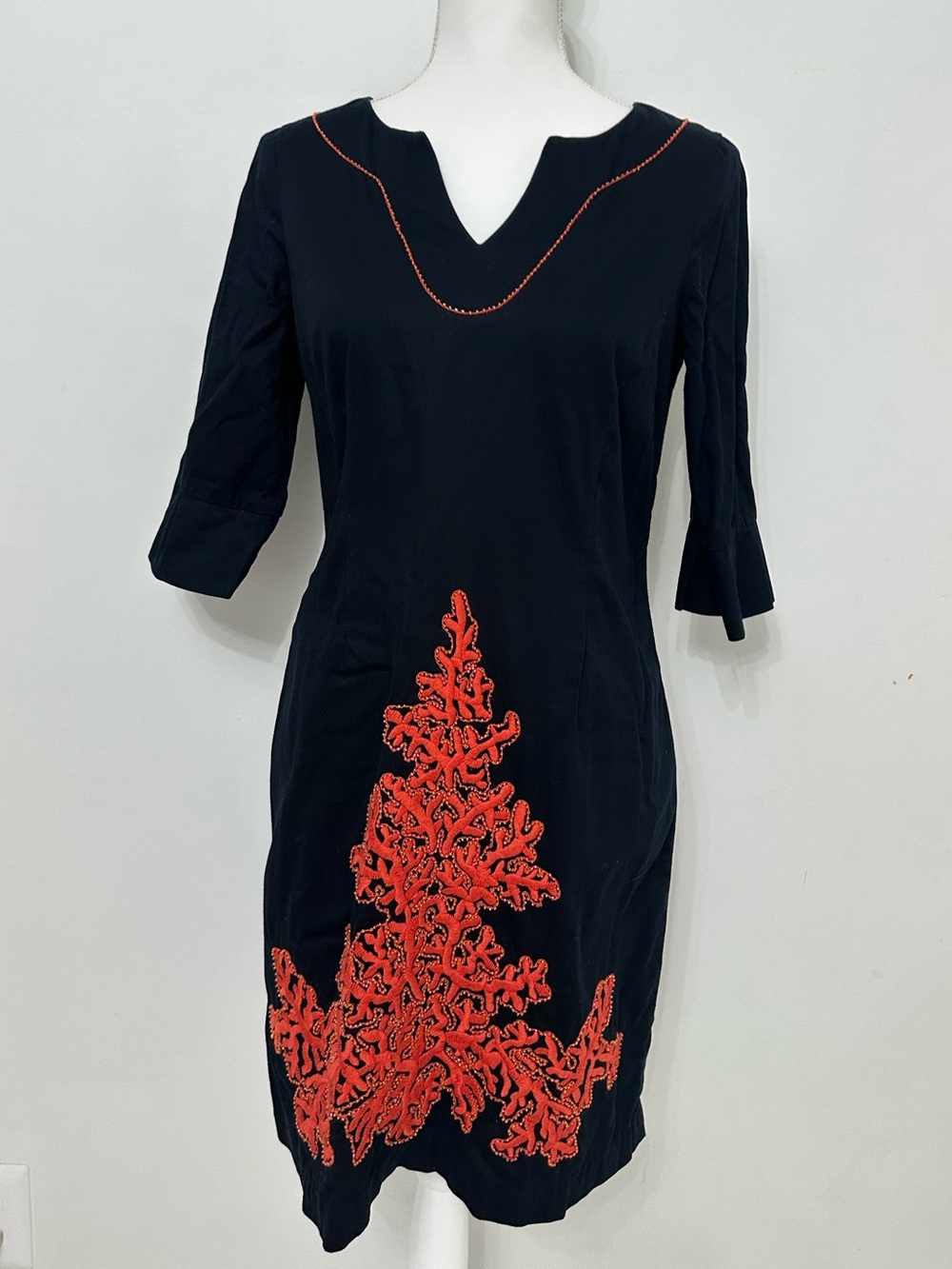 Lilly Pulitzer Black Dress with Red Embroidered Appliqué